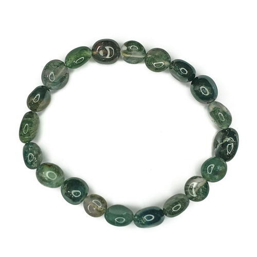 Moss Agate Nugget 8-10mm Bracelet 311